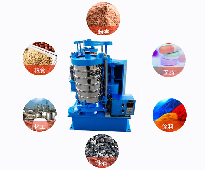 拍擊式標(biāo)準(zhǔn)振篩機(jī)適用范圍：粉狀，醫(yī)藥，糧食，石沙，化工，涂料等
