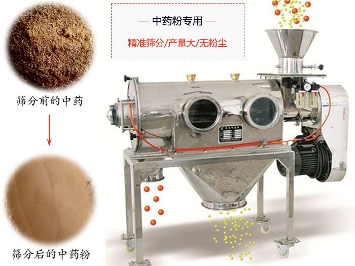 WQS50-130臥式氣流篩：中藥粉專用篩：精度篩分/產(chǎn)量大/無粉塵符合標準。