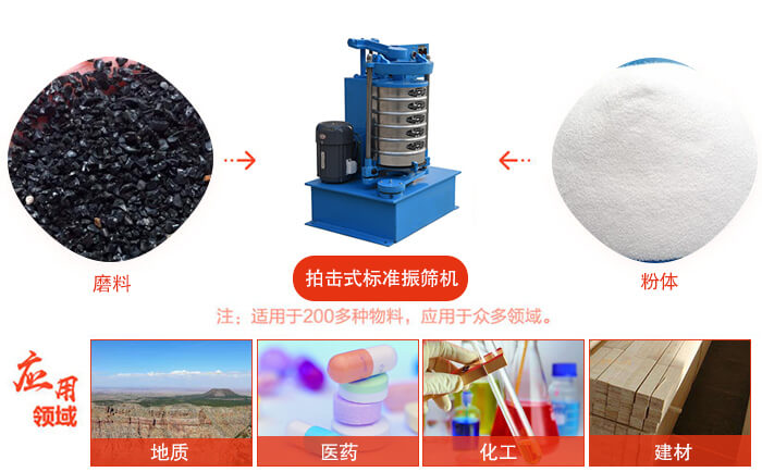拍擊篩適用于多種物料顆粒狀，粉狀，不規(guī)則物料的篩分。